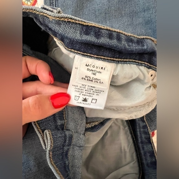 McGuire Denim Medium Wash Skinny Ankle Crop Distressed Moto Jeans size 29 - Picture 5 of 7